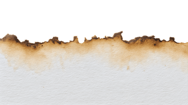 Burnt paper edge isolated on a white background, ideal for creative projects and stock photography

