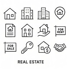 Property and Rental Line Icons Set