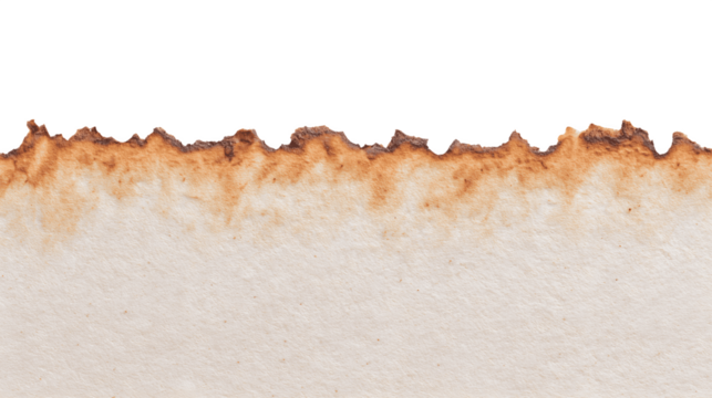 Burnt paper edge isolated on a white background, ideal for creative projects and stock photography

