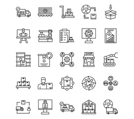 Supply Chain Line Vector Icons