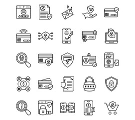 Safe Payment Line Vector Icons