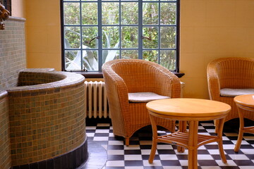 table and chairs in a sunroom
