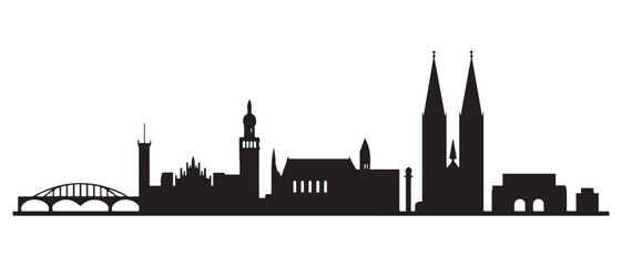 Bremen Skyline Cityscape. Vector black silhouette. with white background