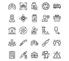 Tuberculosis Line Vector Icons