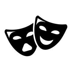 Theatrical Masks of Comedy and Tragedy in Black and White Icon