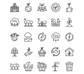 World Environment Day Line Vector Icons