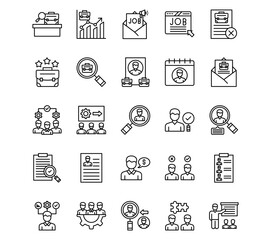Hiring Process Line Vector Icons