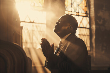 Generative AI illustration of young person praying