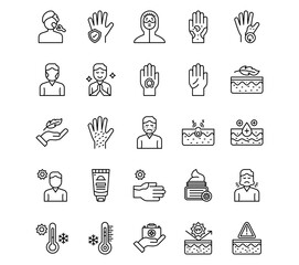 Fototapeta premium Skin Burns Line Vector Icons