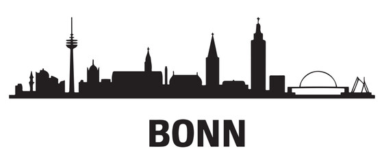 Bonn Skyline City Vector Silhouette. Vector black silhouette. with white background