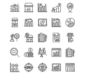 Market Research Line Vector Icons