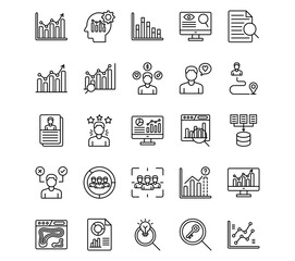 Market Research Line Vector Icons