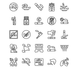 Smoking Line Vector Icons