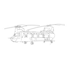 Fototapeta premium Boeing CH-47 Chinook. Outline vector drawing 
