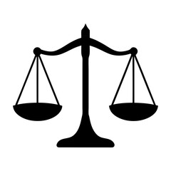 Elegant black and white silhouette illustration of the scales of justice symbol