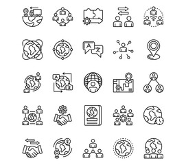 International Relations Line Vector Icons