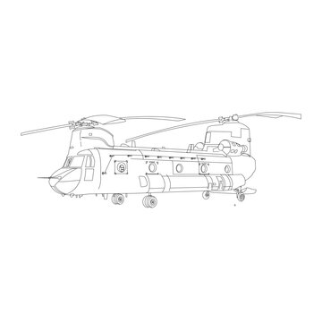 Boeing CH-47 Chinook. Outline vector drawing	
