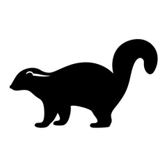Obraz premium Silhouette of a skunk with a fluffy tail in profile view