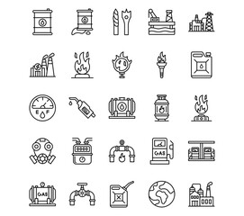 Oil And Gas Line Vector Icons