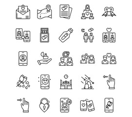 Dating App Line Vector Icons