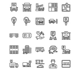 Parking Line Vector Icons