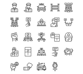 Protest Line Vector Icons