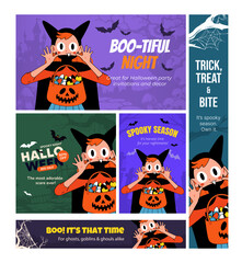 Vampire Girl Halloween Character — Cute Spooky Costume Mascot Illustration