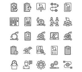 Scrum Development Line Vector Icons