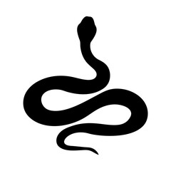 Fototapeta premium Simple black silhouette of a snake in a coiled and raised position