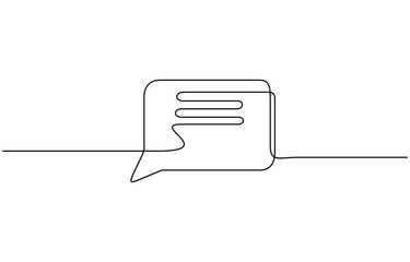 Speech bubble continuous one line drawing in minimalist style. Editable outline