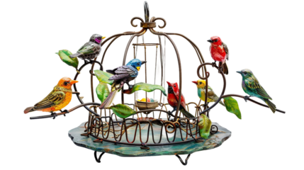 Decorative Wrought Iron Feeder for Songbirds on white background