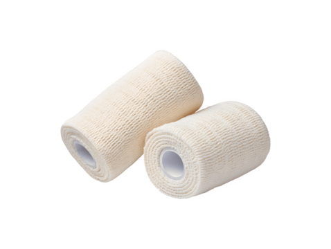 Compression wrap bandage for medical use on a white surface
