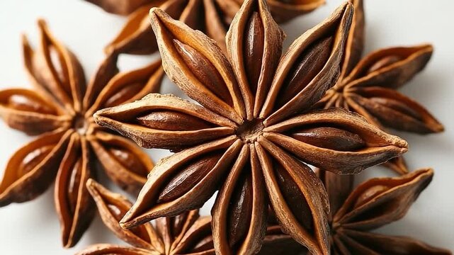 Fresh anise with seeds isolated on white background.spice with strong taste used in cooking.Top view, flat lay