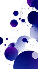 Simple abstract vector illustration with light blue and dark violet circles on clean white background, minimalist flat design using geometric round shapes.