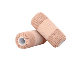 Compression wrap bandage for medical use on a white surface

