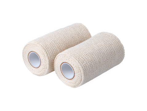 Compression wrap bandage for medical use on a white surface
