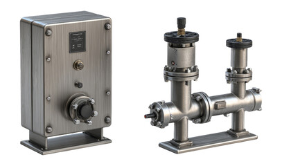 Fototapeta premium Isolated Industrial Control Box and Sensor on Transparent Background