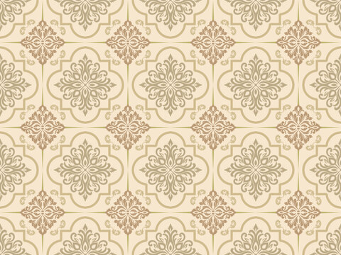 Seamless Damask Pattern with a Modern Twist. This fabric pattern exudes classic elegance and modern simplicity, providing warmth and luxury. It's perfect for home decor, wallpaper, curtains, and rugs.