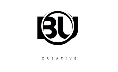 Fototapeta premium BU Letter Logo - Circular Monogram Emblem with Bold Minimal Design for Modern Branding