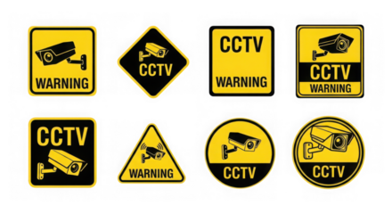 Collection of cctv warning and surveillance camera signs