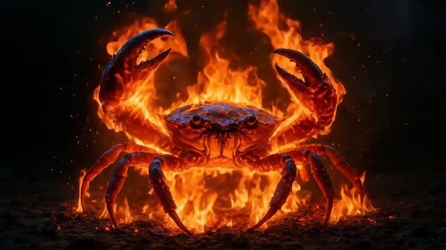 Giant fire crab burning in hell