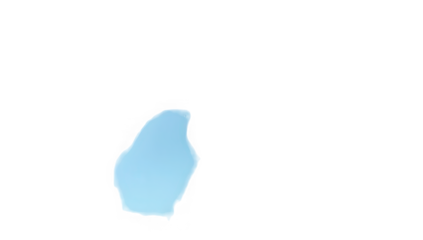 A light blue amorphous shape with jagged edges on a black background in the lower left quadrant