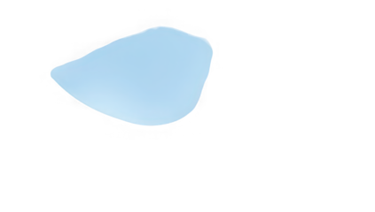 A light blue blob shape set against a stark black background creates a simple abstract composition