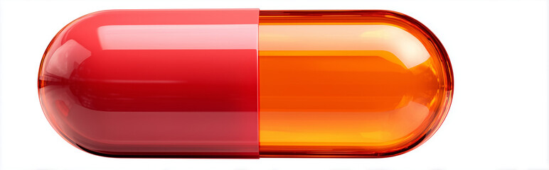Red and Orange Capsule Pill Isolated on White Background &ndash; Medical Care Illustration