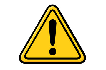 Warning sign vector icon. Exclamation mark symbol. Hazard danger alert. Safety caution notice. Triangle attention sign. Risk traffic illustration. Important error message.
