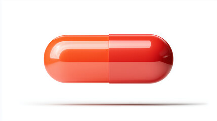 Red and Orange Capsule Pill Isolated on White Background &ndash; Medical Care Illustration