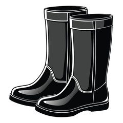 Gumboot rubber vector silhouette illustration on white background.