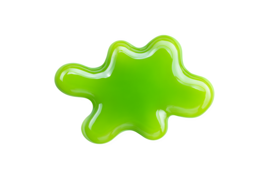 A vivid neon green slime blob shape
