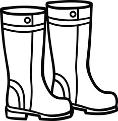 Gumboot rubber vector silhouette illustration on white background.