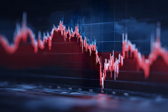 A red stock market graph with the russian flag in front of it, representing global economic trends and tech investors' financial news. - Powered by Adobe